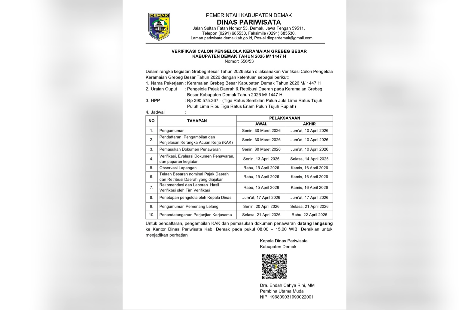 Kesempatan ! Untuk Pengelola Keramaian Grebeg Besar Demak 2026